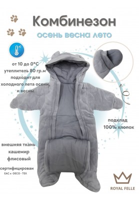 Теплый плюшевый комбинезон для новорожденного малыша Easy grey