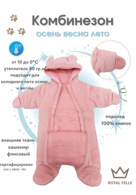 Теплый плюшевый комбинезон для новорожденного малыша Easy pink